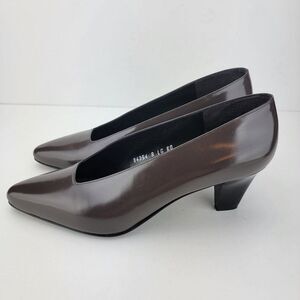 Mario Valentino Womens Size 8 Brown Black Italian Leather Vintage Heels Pumps